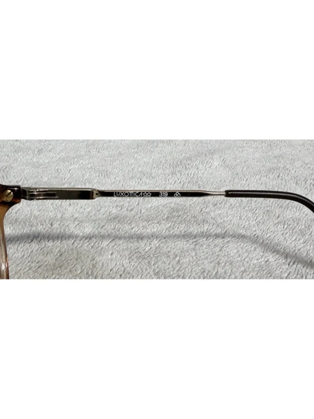 Vintage LUXOTTICA Italy 319 Oversized Round Amber Brown Eyeglasses 49-18-125